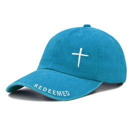 Sunlark Jesus Baseball Cap for Men Women, Religious Gifts for Christians Curved Brim Cap Embroidered 3 Nail Cross Hat Blue