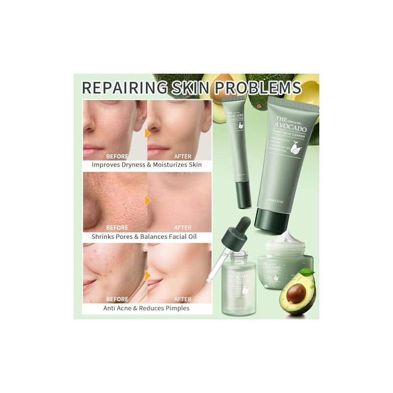 Set Cuidado Facial Aguacate Kit Regalo Piel Hidratante Mujer Limpiador