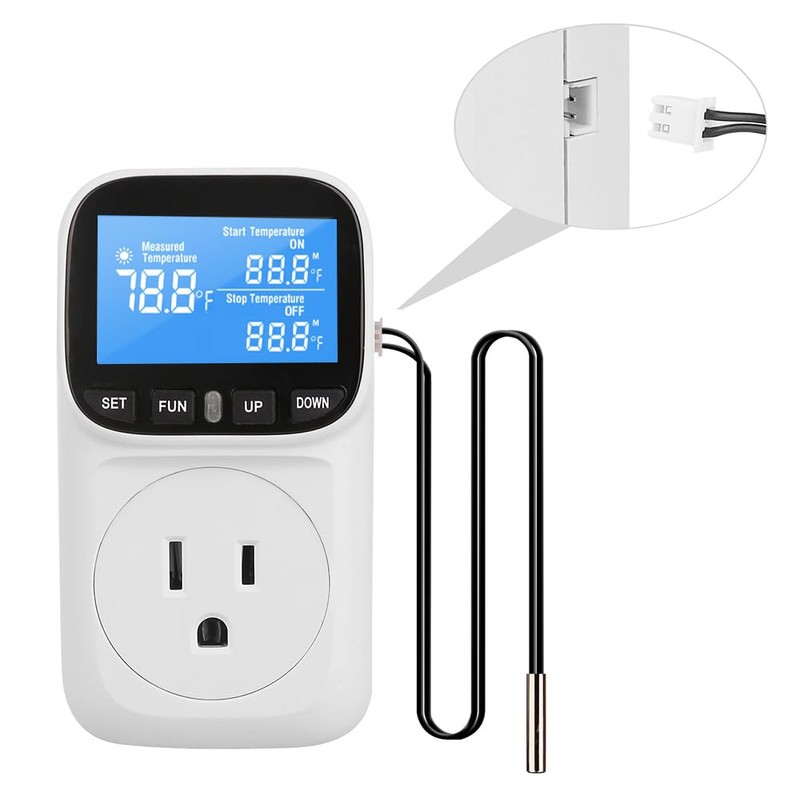 Diymore Plug in Digital Thermostat Temperature Controller,1800W,120V / 15A,-104℉~210℉, Heating