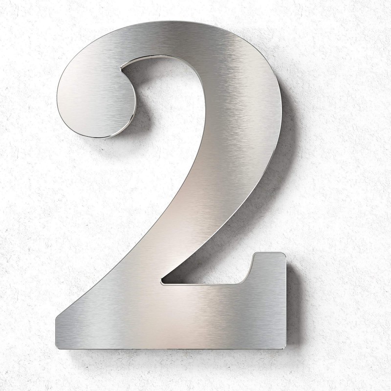 N-02-2-E Stainless Steel House Number 2 - Solid, Weatherproof and