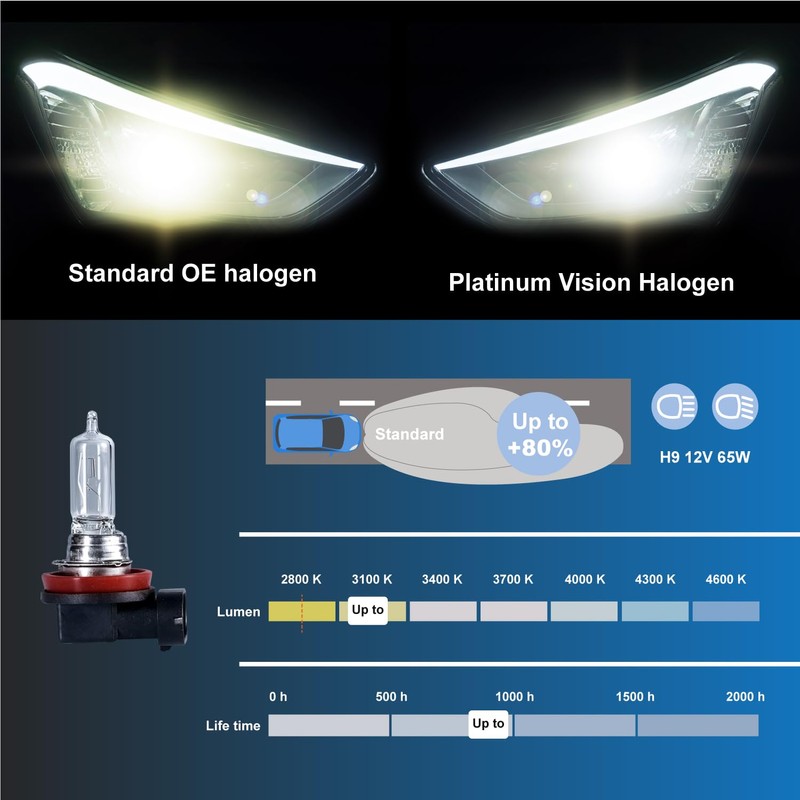 Gentle King H9 Halogen Headlight Bulbs - High Performance Headlight