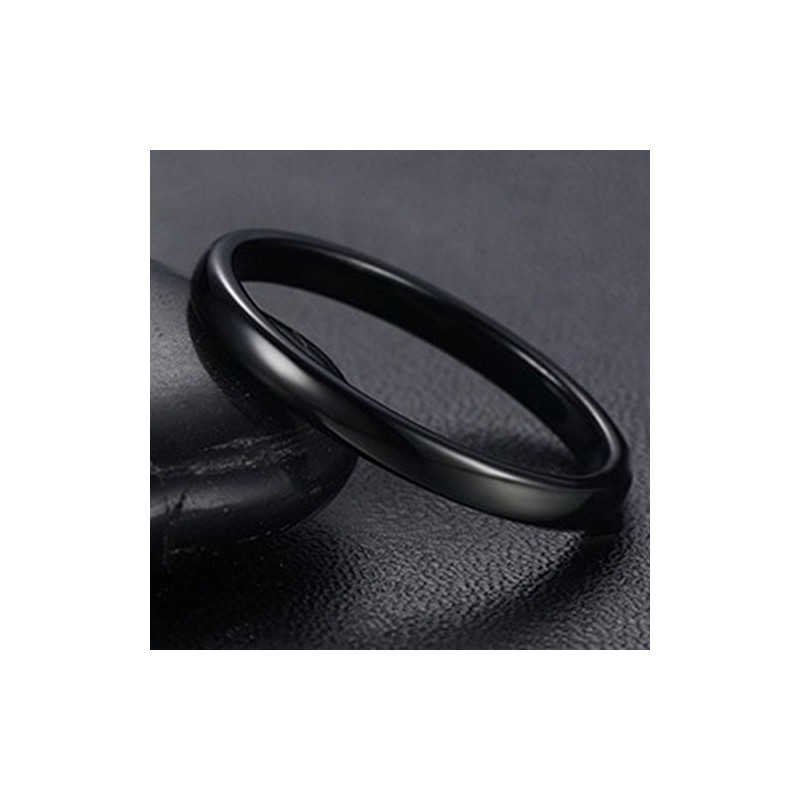 JUDE 2MM Tungsten Carbide Stackable Ring Plain Wedding Band (Black,