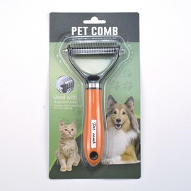 Pet Grooming Supplies - 2-in-1 Professional Undercoat Rake and Pet Brush | Shedding Control for Long Haired Dogs and Cats, Deshedding Tool, Furminator for Dogs,Orange