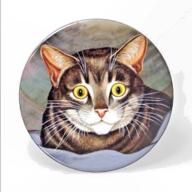 Fashion Jewelry calico cat face kitten Pendant 925 Sterling Silver 22" Necklace Gold Award Art