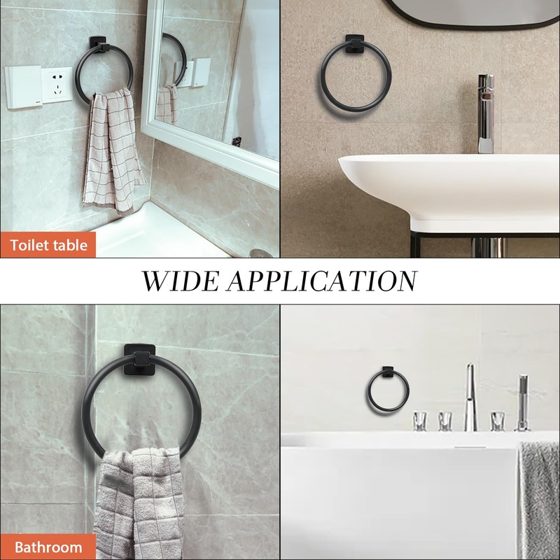 Towel Holder for Bathroom Wall Matte Black Towel Ring Hand