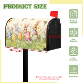 Easter Mailbox Covers Rabbits Mailbox Cover Standard Size 21x18 Inch Beautiful Eggs Mailbox Cover Spring Floral Post Letter Box Cover for Garden Yard Decoration Waterproof Oxford