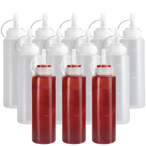 OAMCEG 12 Pack Ketchup Squeeze Bottles 8 OZ Plastic Condiment
