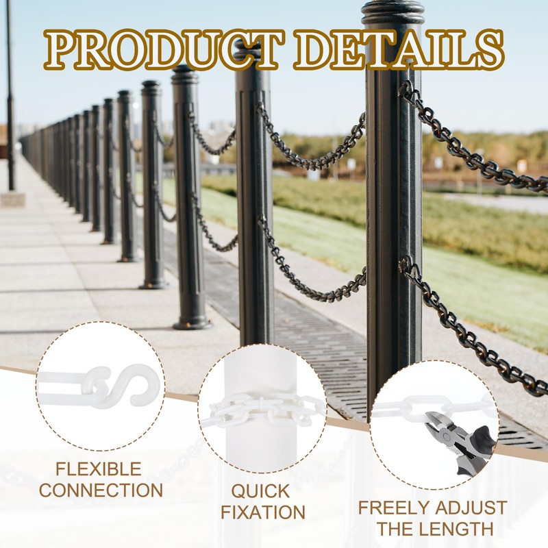 sourcing map Plastic Chain 10 Ft/3.1 M, Safety Chain White