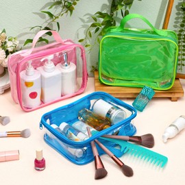 12 Pcs Clear Toiletry Bag Travel Toiletry Bag Clear Makeup Bags Makeup Cosmetic Bag Clear Travel Packing Cube See Through PVC Organizer for Carry Suitcase Multipurpose Pouch (Cute, Rectangle)