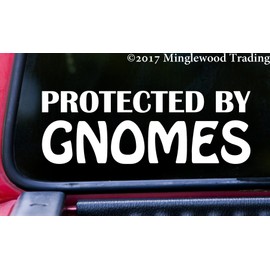Minglewood Trading Protected by Gnomes 8" x 3" Vinyl Decal Sticker - 20 Color Options - - Gold