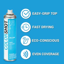 COLORSHOT Satin Spray Paint Splash (Medium Blue) 10 oz. 4 Pack