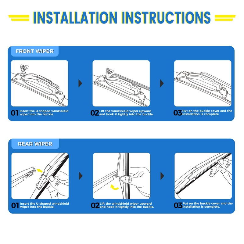 Gavimnal® 26"+16"+12" Windshield Wiper Blades Replacement For Toyota Rav4 2019