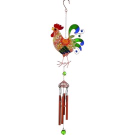 Carson Home Accents 62887 Wireworks Garden Chime, Vibrant Mesh Rooster, 30" Long