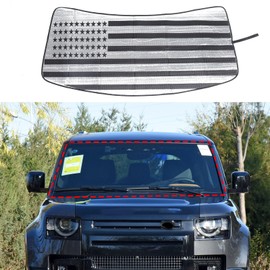 Windshield Sunshade for Land Rover Defender 2020-2024, Front Window Sun Shade, Foldable Reflective Sun Visor, Screen Shield Cover Blocker UV Protector HeatShield (Black)