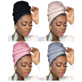 Ftoronaly Ftoronaly Head Wraps for Black Women Hijab Scarves Large Muslim Headwraps Stretch Hair Wraps Headband 4 Pack