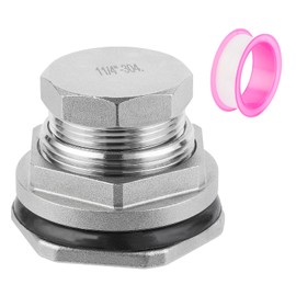304 Stainless Stock Tank Drain Plug Kit for rubbermaid Commercial 50 70 100 150 300 Gallon Stock Tanks (Lead-Free Stainless Steel)