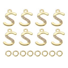 sourcing map 8 Pcs Letter Charm Bulk Initial Charm Alphabet Charm Pendant for Necklace Bracelet Earring Jewelry Making Diy, Gold-S