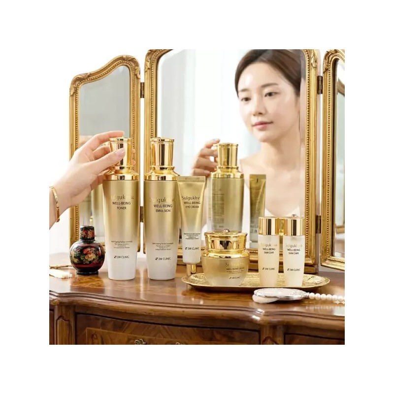 Seolgyeohwa 수분보습 3W클리닉 설국화 웰빙 한방 스킨 로션 화장품 4종