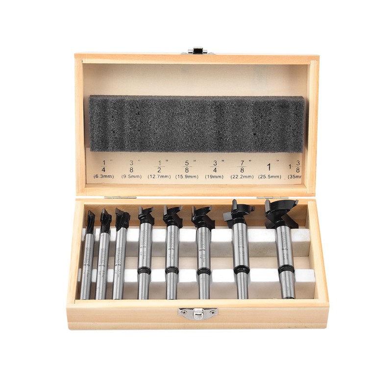Mollom Carbide Forstner Drill Bit Set 8 Pieces(6.3-35mm), Woodworking with