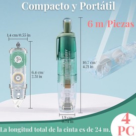 4PCS Corrector de Cinta, 6mmx6m PET Correctora de Cinta, Prensable Cinta Correctora, Correctoras de Tinta para Correcciones Instantáneas, Corrector Cinta Suministros Oficina en Casa, Sin Olor