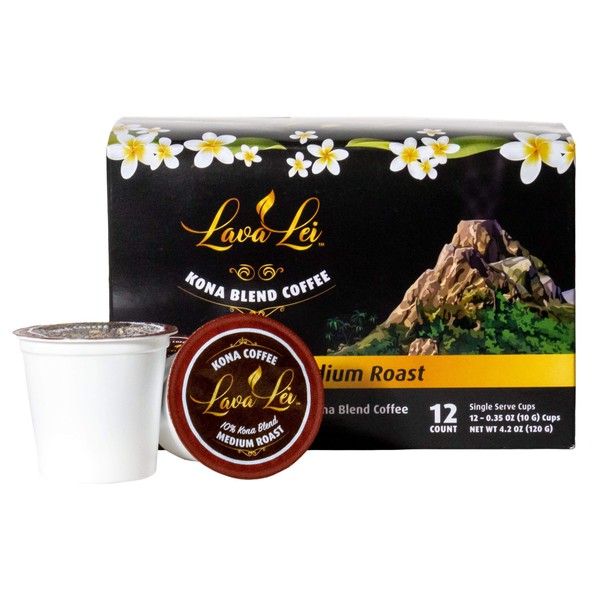 Lava Lei Kona Blend Medium Toast, Single Serve, K-Cup cápsulas de café, 24 unidades, compatible con cafeteras Keurig
