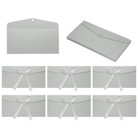 sourcing map 20 Pack Greeting Card Envelopes with Ribbon Bow Tiny Items Storage Vintage Cute Present Card Holder for Wedding Greeting Party Postcards, Grey 8" x 4"