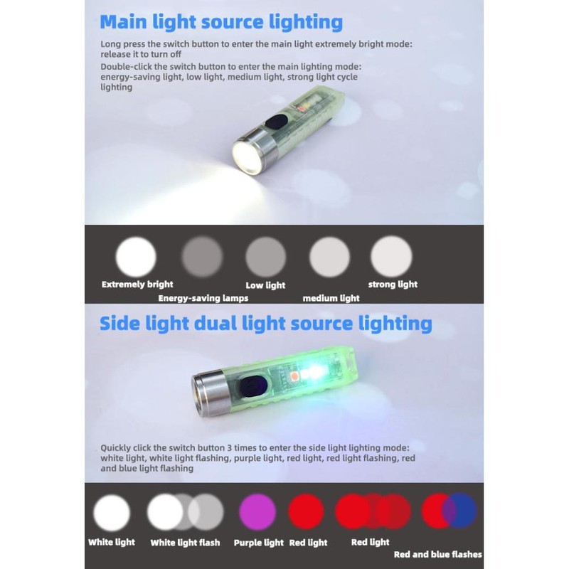 Keychain Flashlight Outdoor Portable Fast Charging Rechargeable Mini Pocket Flashlight