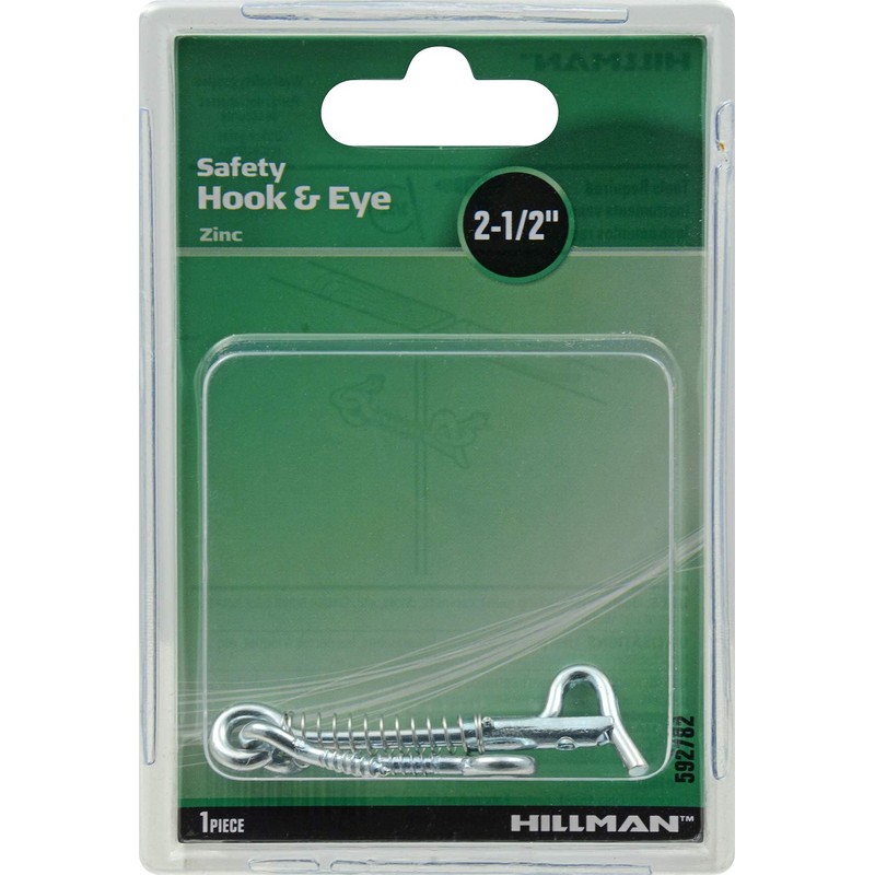 The Hillman Group 592782 Safety Hook and Eye, Zinc, 2-1/2-Inch