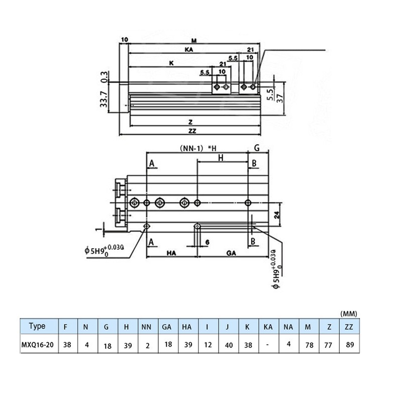 Pneumatic Cylinder SMC Type Dual Shaft Rod Double Acting Precise