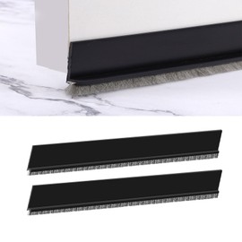 Furforstk Draft excluder for Doors 2 Pcs Door Brush Strip Door Draft excluder, Door Sealing Strip (Energy Saving) Door Draught Stopper Also Ideal as Sound Insulation, Cold Protection (Black)
