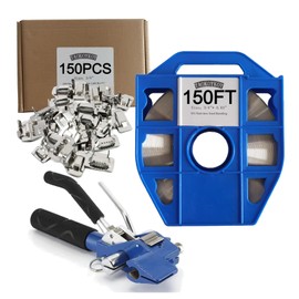 Stainless Steel Packaging Strapping Tool Kit - Includes Upgraded Tensioner, 3/4" x 150 Feet 304 Stainless Steel Banding Coil, 150 Ear-Lokt Buckles