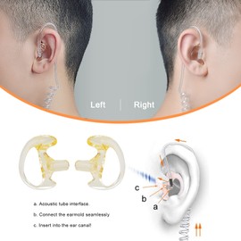 UAYESOK Clear Soft Silicone Earmold Universal Earbuds, Ear Mold Surveillance Kits for Walkie Talkie Acoustic Coil Tube Earpiece(2 Pairs, Orange, Medium Size)