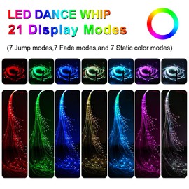 LQMEILI Dance Whip LED Fiber Optic Whip 6ft Rechargeable Pixel Whip with 7 Colors and 4 Glowing Modes,Flow Toy Perfect for Dance, Parties, Gift