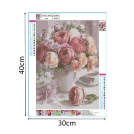 QUIIEOSKIA 5D DIY Diamond Painting Pictures, Diamond Painting Kits Full Drill, Diamond Crystal Canvas Rhinestone Embroidery Pictures Painting by Numbers for Adults Children Decorations - Rose Flower