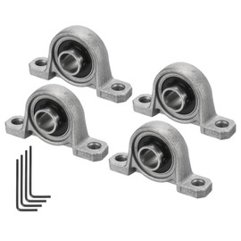 sourcing map 4pcs KP001 Flanged Pillow Block Bearings 12mm Bore, Zinc Alloy Self Aligning Flange Mounted Bearings