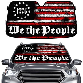 GENANY We The People Windshield Sun Shade for Car SUV Truck (55x30 Inches), Memorial Day Sun Shade Windshield for Windows, Protector Blocks UV, Car Decor