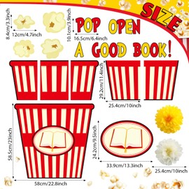 TaoBary 86 Pcs 3D Popcorn Bulletin Board Set Popcorn Paper Flower Popcorn Bucket Accents Paper Cutouts Popcorn Classroom Bulletin Board Decoration 3D Paper Flower for Back to School Party(Book)