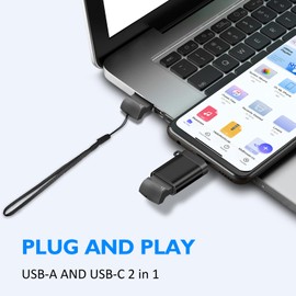 EASTBULL 32GB USB3.0 FAT32 Small Flash Drive with a USB-C Adapter (Grey)