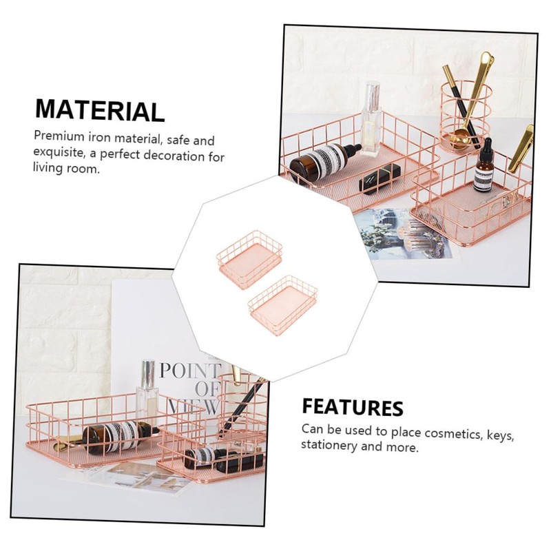 CIYODO 2pcs Multipurpose Desktop Storage Baskets Stylish Square Organizers for