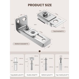 BUDONI 4 Pack Bifold Door Hardware Repair Kit – Closet Folding Door Pivot & Guide Replacement for 7/8"–1" Track
