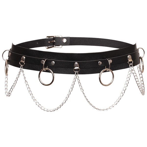 Ro Rox Chain Belt Peyton Faux Leather Gothic Punk O-ring