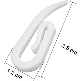 200pcs Curtain Hooks, White Plastic Hooks for Door Curtain, Window Curtain, Shower Curtains - Fits All Types of Curtains - 2.8x1.2cm