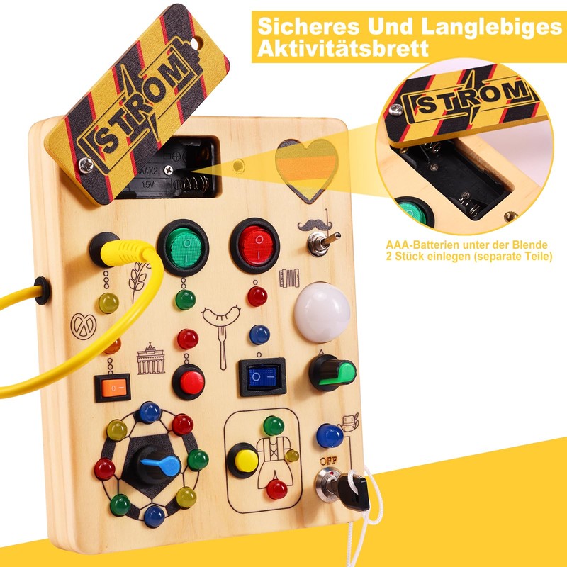 Ceoffo Montessori Toy Busy Board with LED