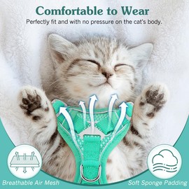 VavoPaw Cat Harness and Leash Set for Walking, Adjustable Kitten Vest Harness with Reflective Strip Breathable Mesh, Escape Proof Soft Pet Safety Vest for Cats, Kittens, Puppies, S, Lake Blue