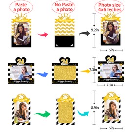 MEFENG 15Pcs 24th Birthday Party Centerpiece Sticks - Photo Table Toppers - Happy 24th Birthday - Black & Gold