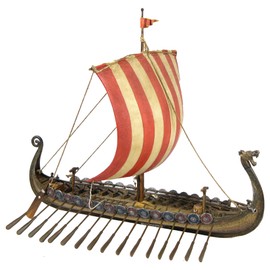 CTS Imports LLC Drekar Viking Ship Model Dragons Head Figurine Statue 11.5 Inches