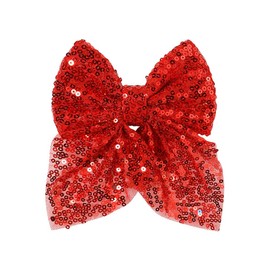 Koolgil 5 Inch Glitter Big Bow Sequins Bling Hair Clip Cheerleading Hair Bow with Alligator Clips Hair Accessories for Women Teens Girls Kids (Red)