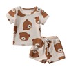 Infant Baby Boys Short Summer Outfit Toddler Bear Print T-Shirt