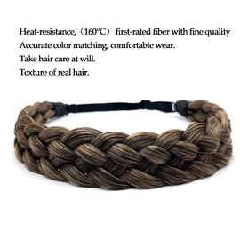 TOECWEGR Braided Hair Band, 5 Strands, Hair Scrunchie, Classic Chunky Elastic Synthetic Headband, Women's Beauty Accessories (Light Black, Yellow)