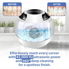 Ultrasonic Retainer Cleaner 42kHz, 180ml Retainer Cleaner Machine with 3 Modes Digital Timer and 2 UV Lights, Mouth Guard Cleaner for Braces, Jewelry with Tweezer and Retainer Case